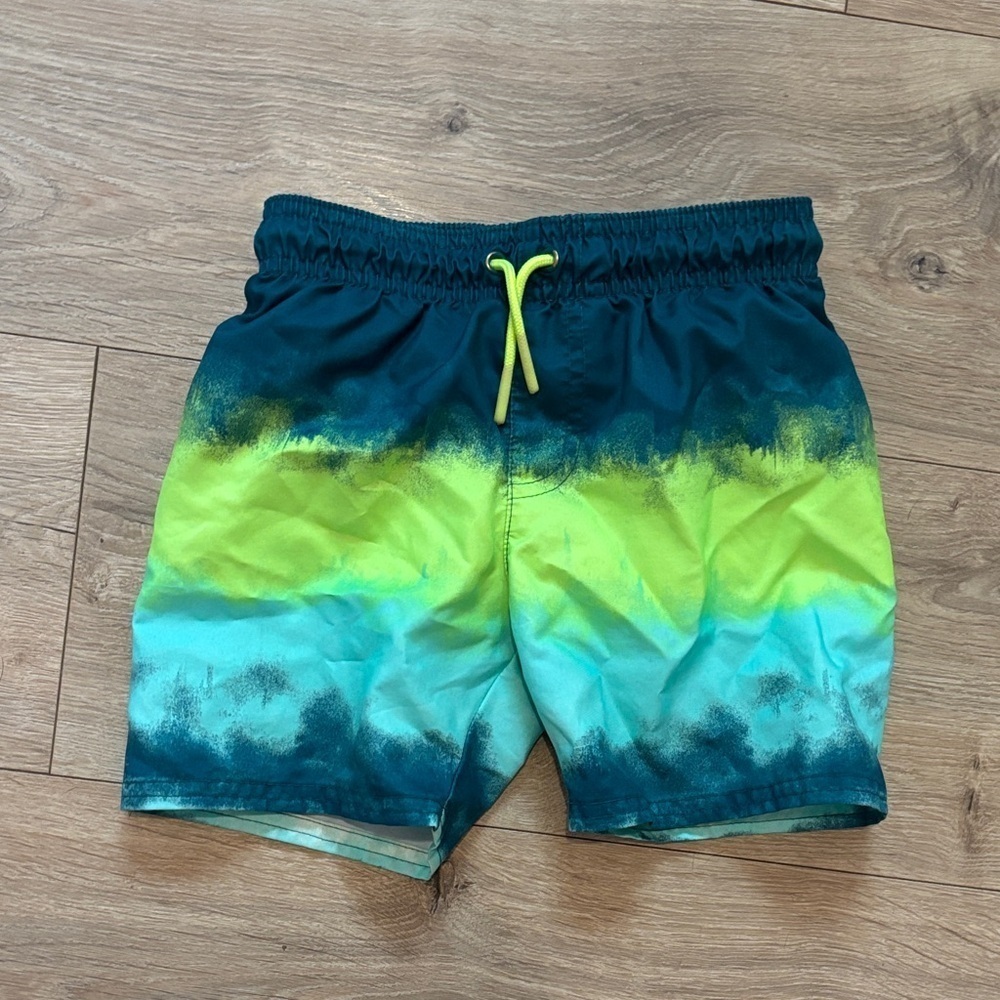 Cat & Jack Ombre Swim Trunks in Blue and Yellow Green